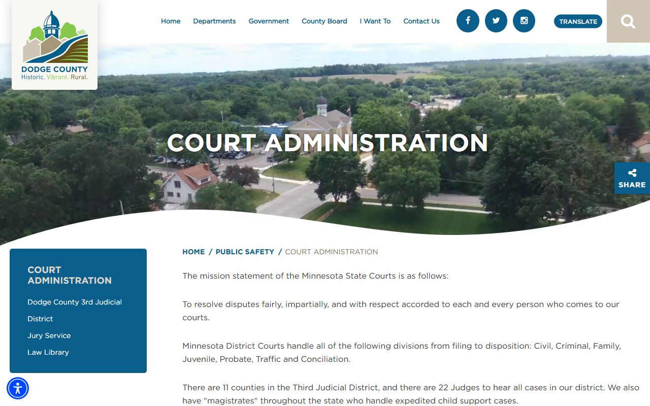 Dodge County Court Administration official page