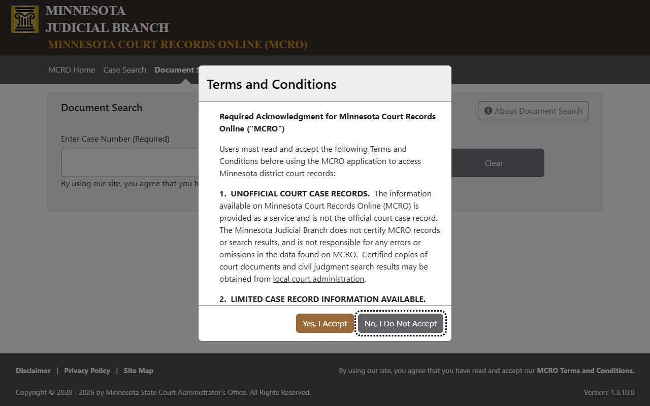 Dodge County court records MCRO Document Search portal