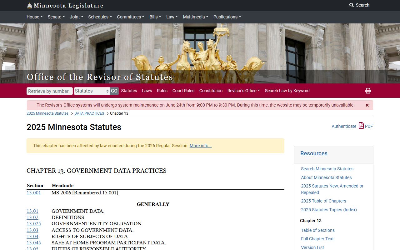 Dodge County court records Minnesota Government Data Practices Act