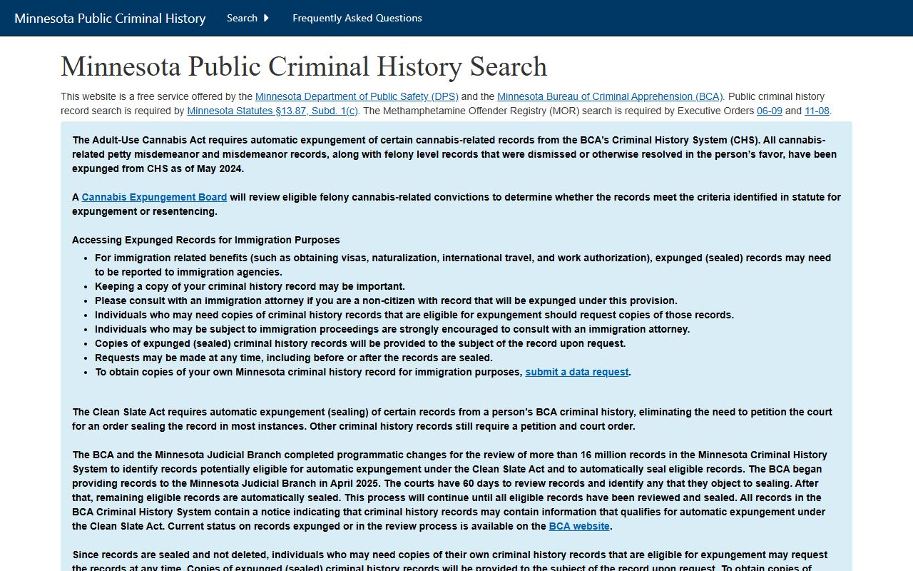 Dodge County criminal court records Minnesota BCA Public Criminal History Search