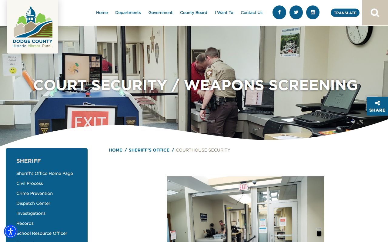 Dodge County courthouse security information page