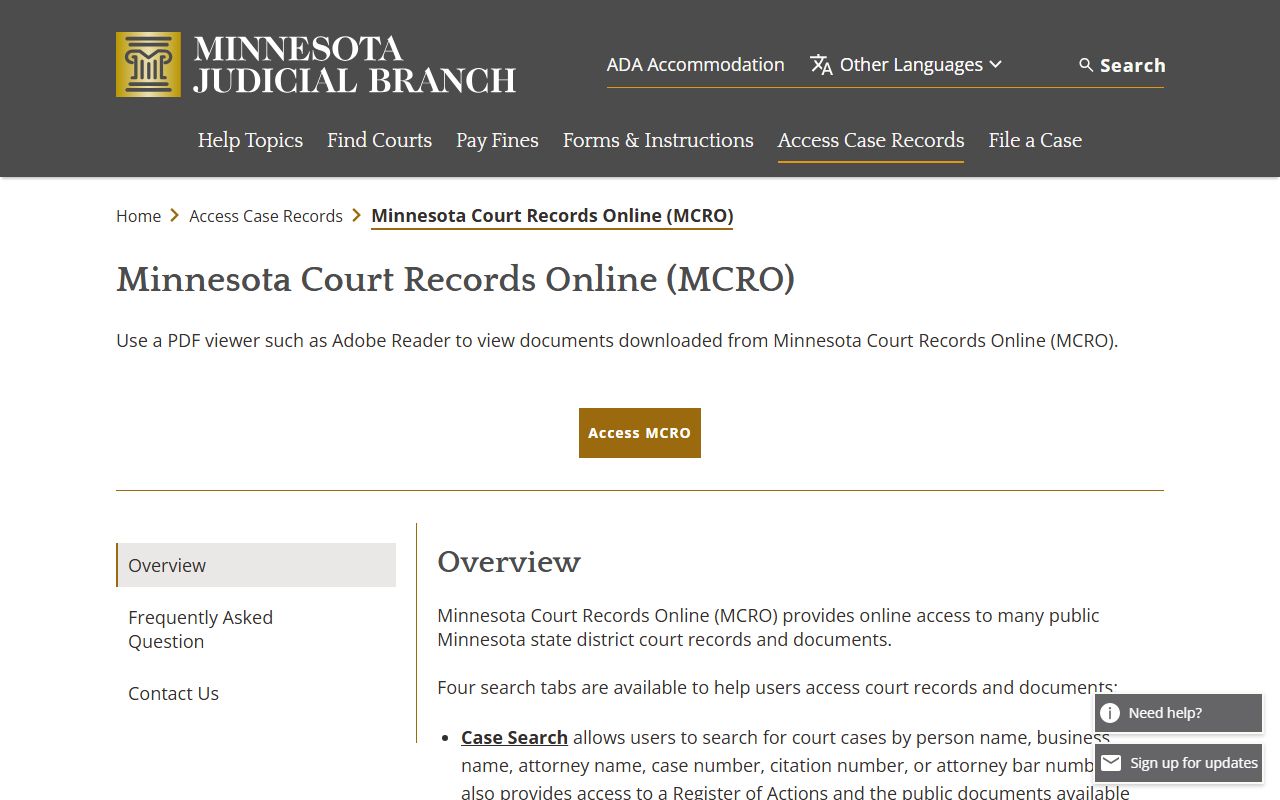 Dodge County court records Minnesota Court Records Online overview