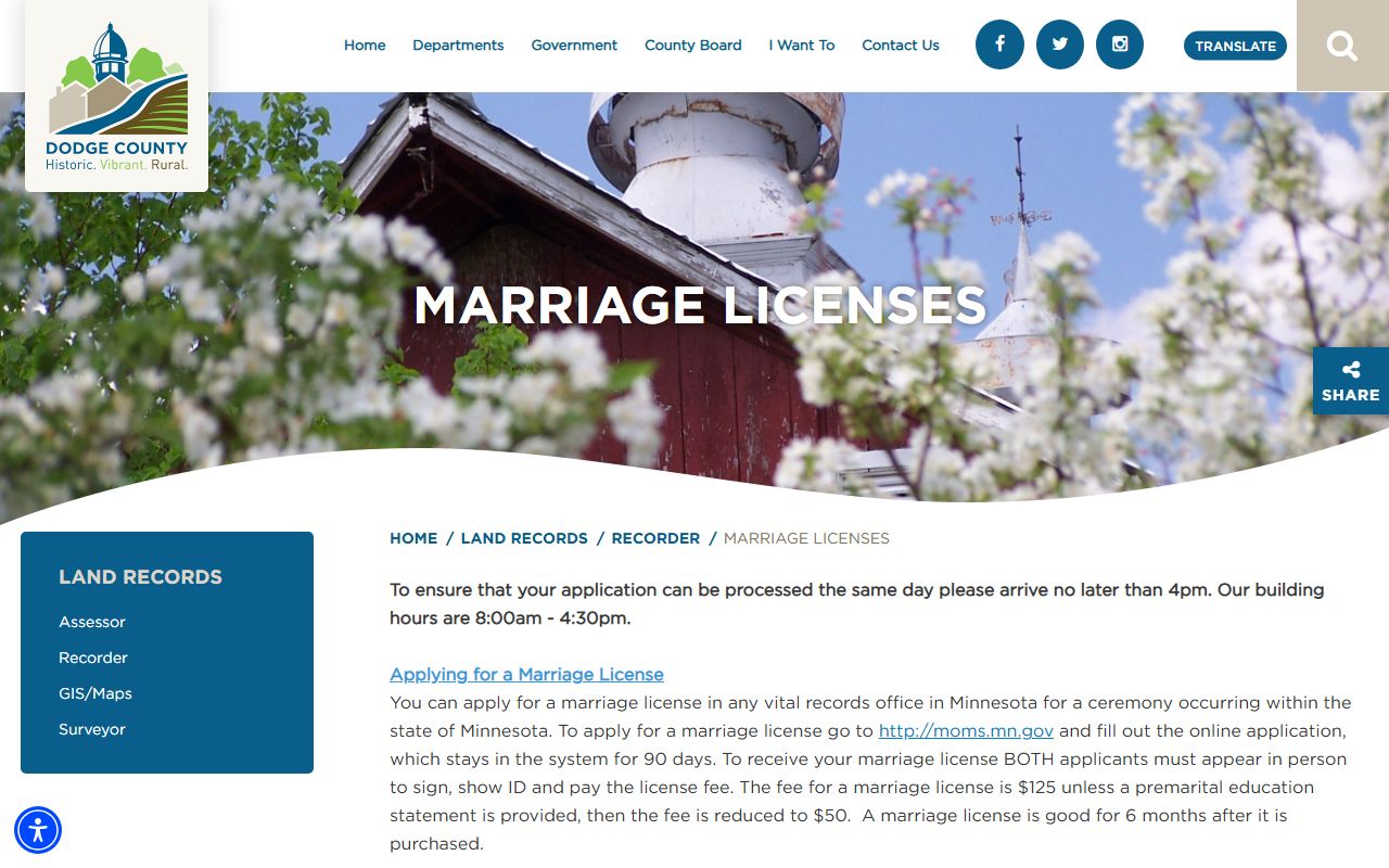 Dodge County marriage records marriage license instructions