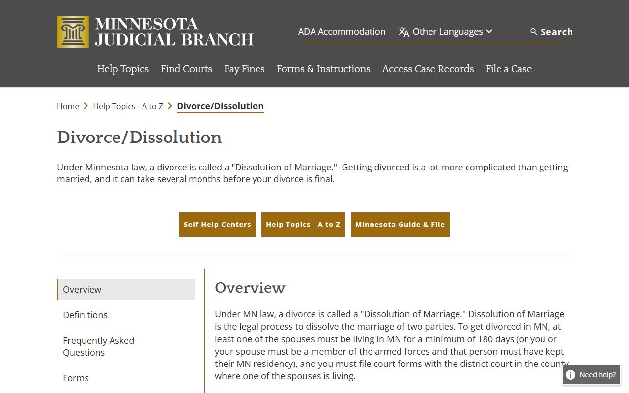Dodge County divorce records Minnesota Judicial Branch divorce information