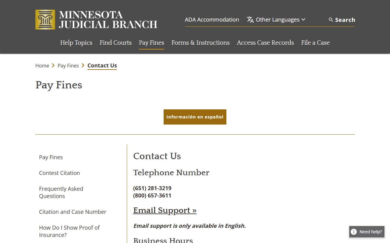 Dodge County traffic court records Minnesota Court Payment Center contact